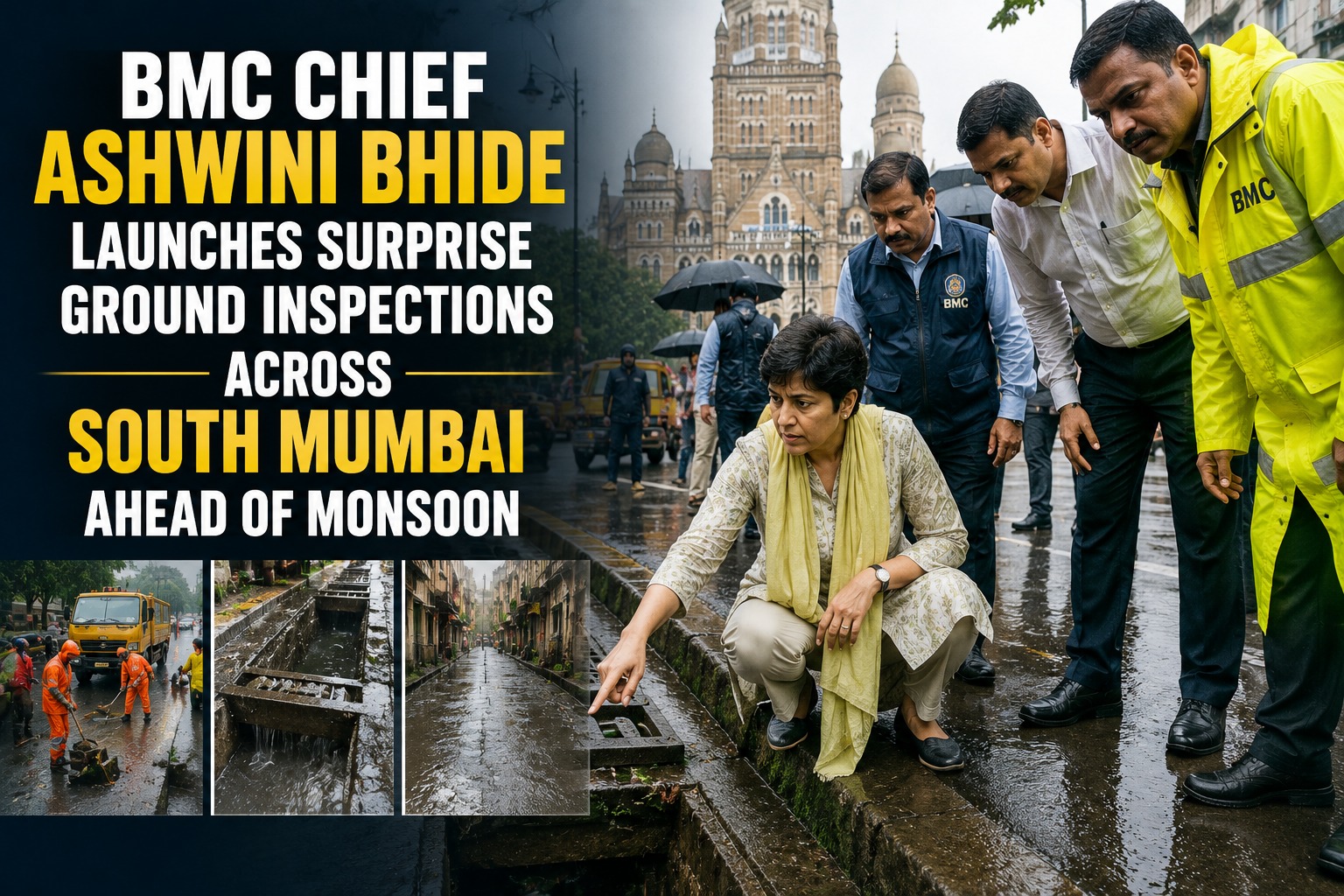 BMC Chief Ashwini Bhide Launches Surprise Ground Inspections Across South Mumbai Ahead of Monsoon